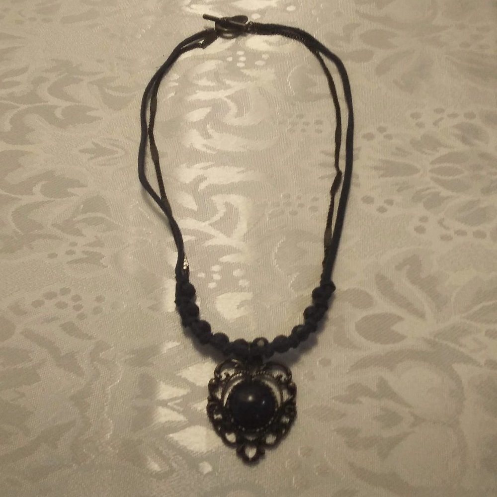 Nine West Vintage America Navy Leather Necklace